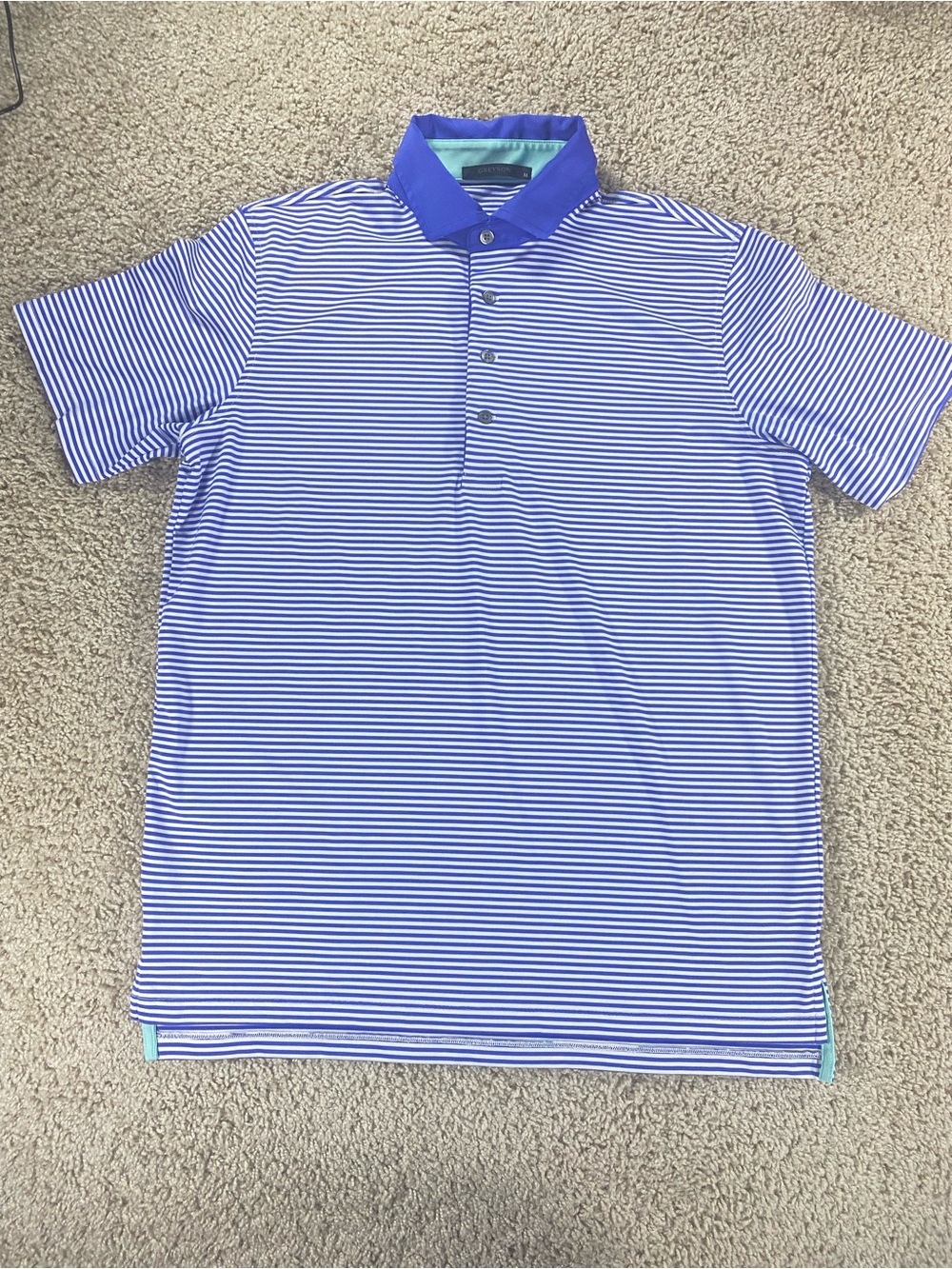 Greyson EUC Blue Striped Polo Medium Golf Activewear Men
